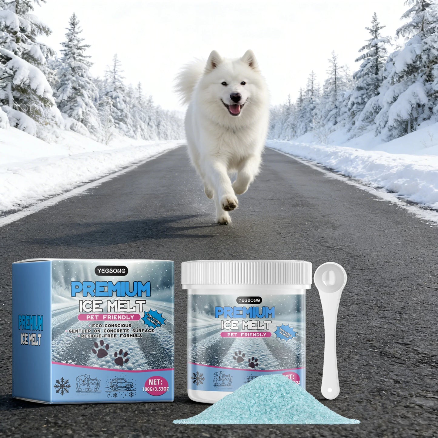 YEGBONG Pet-Friendly Ice Melter Powder For Cats And Dogs Non-Irritating
