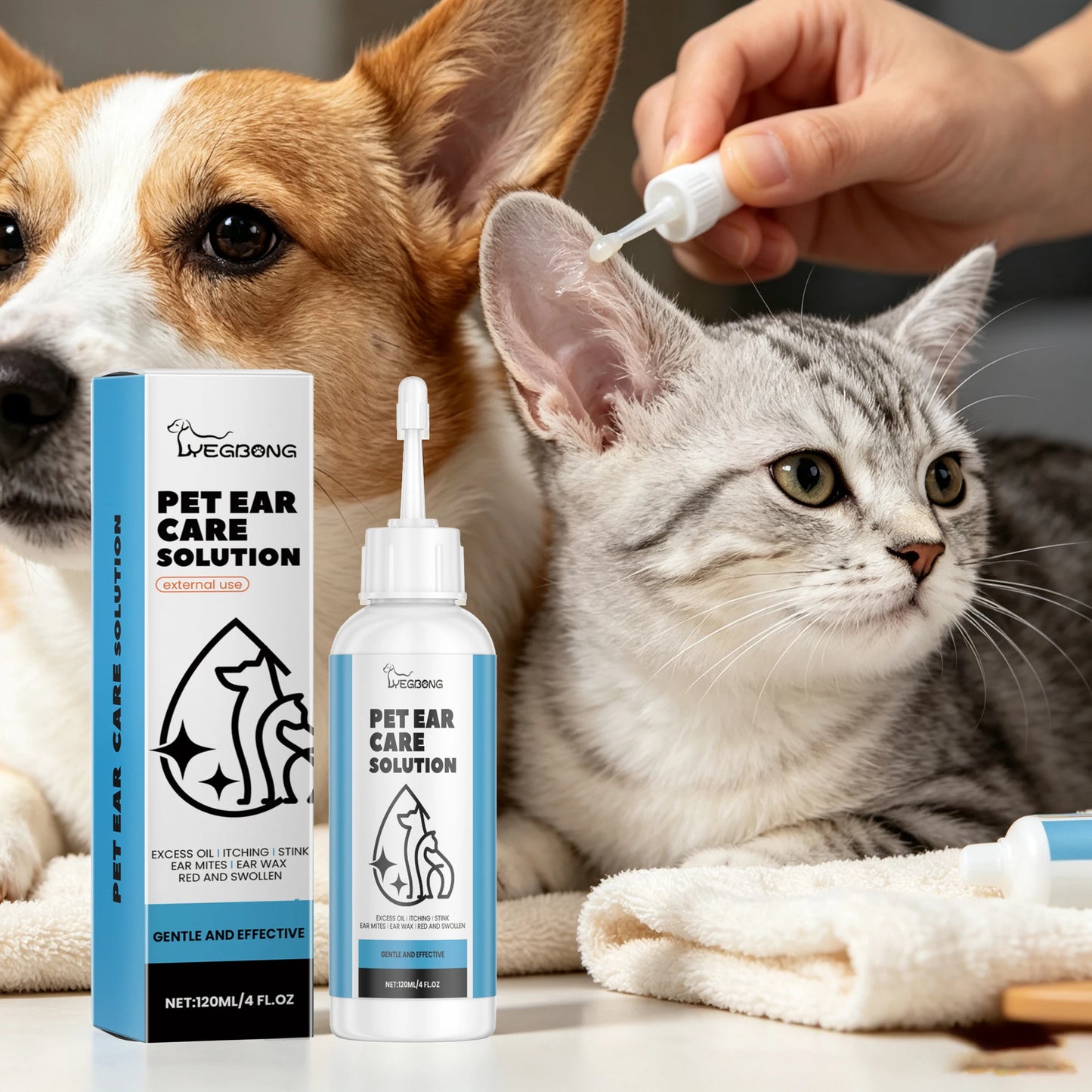 YEGBONG Pet Ear Care Solution Gentle Cleaning And Earwax Removal