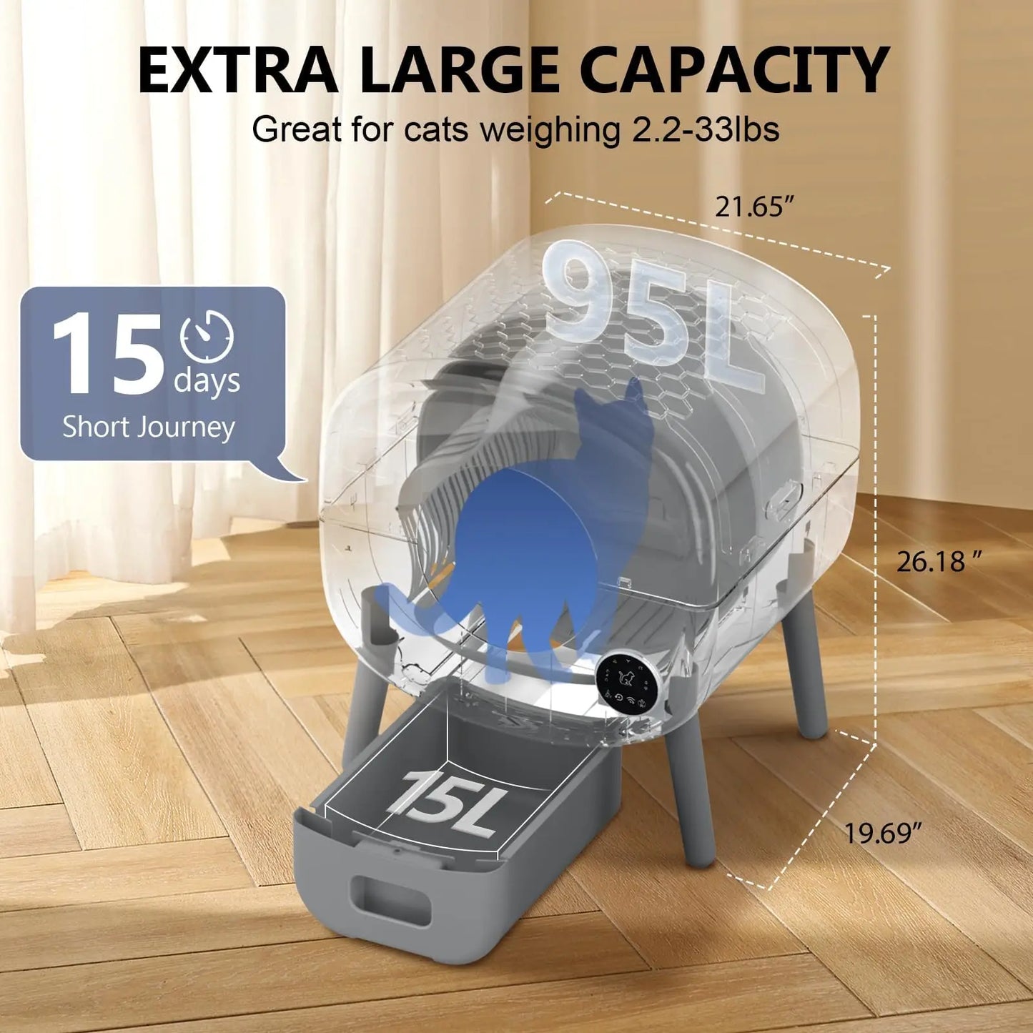 Smart Self Cleaning Automatic Cat Litter Box With App Control