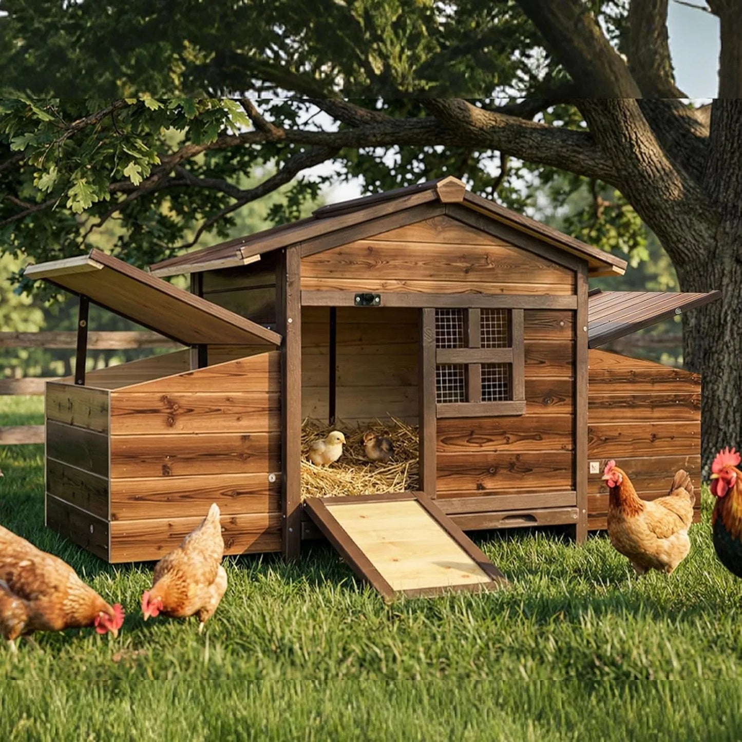 Chicken Coop With Nesting Boxes Outdoor Hen House Enclosure