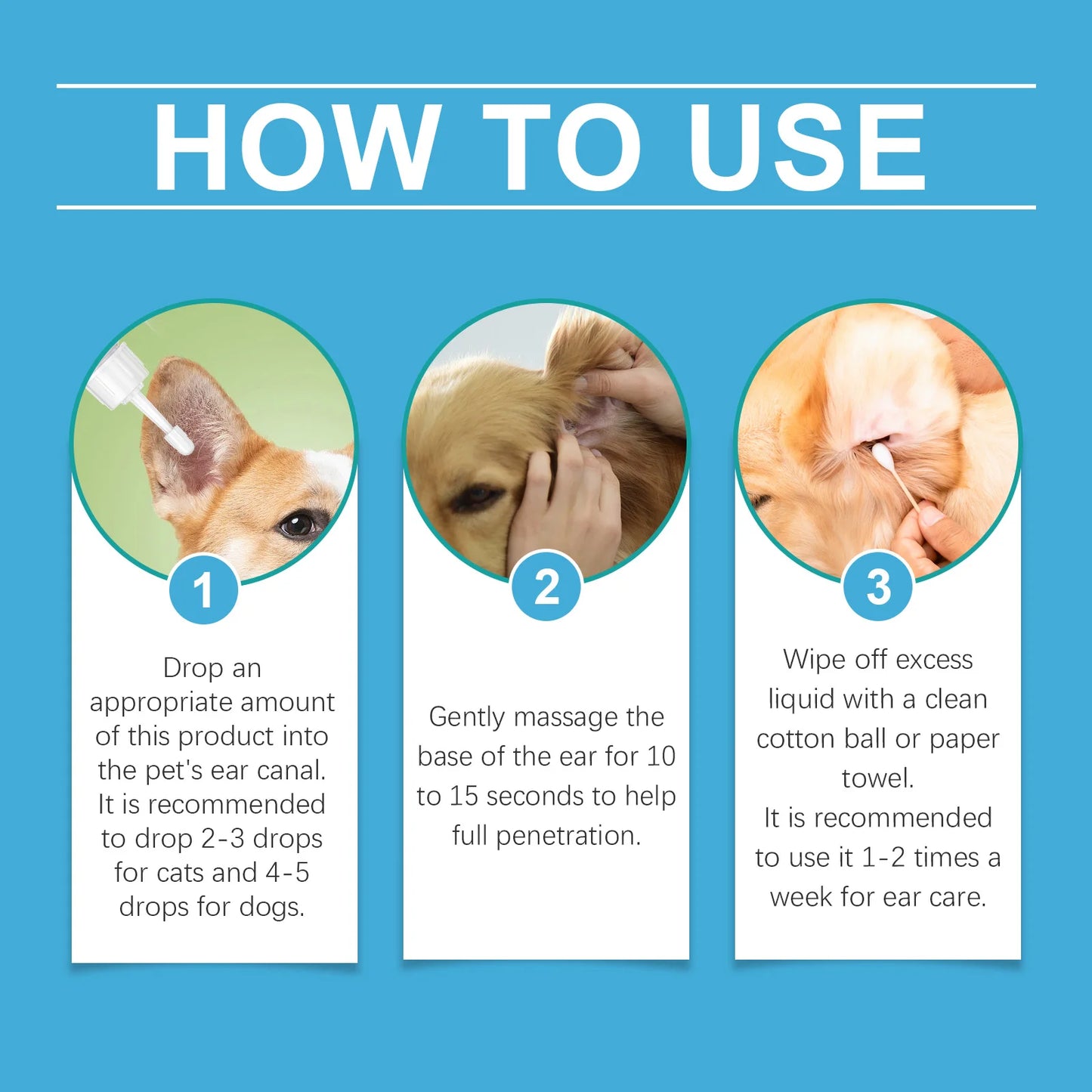 YEGBONG Pet Ear Care Solution Gentle Cleaning And Earwax Removal