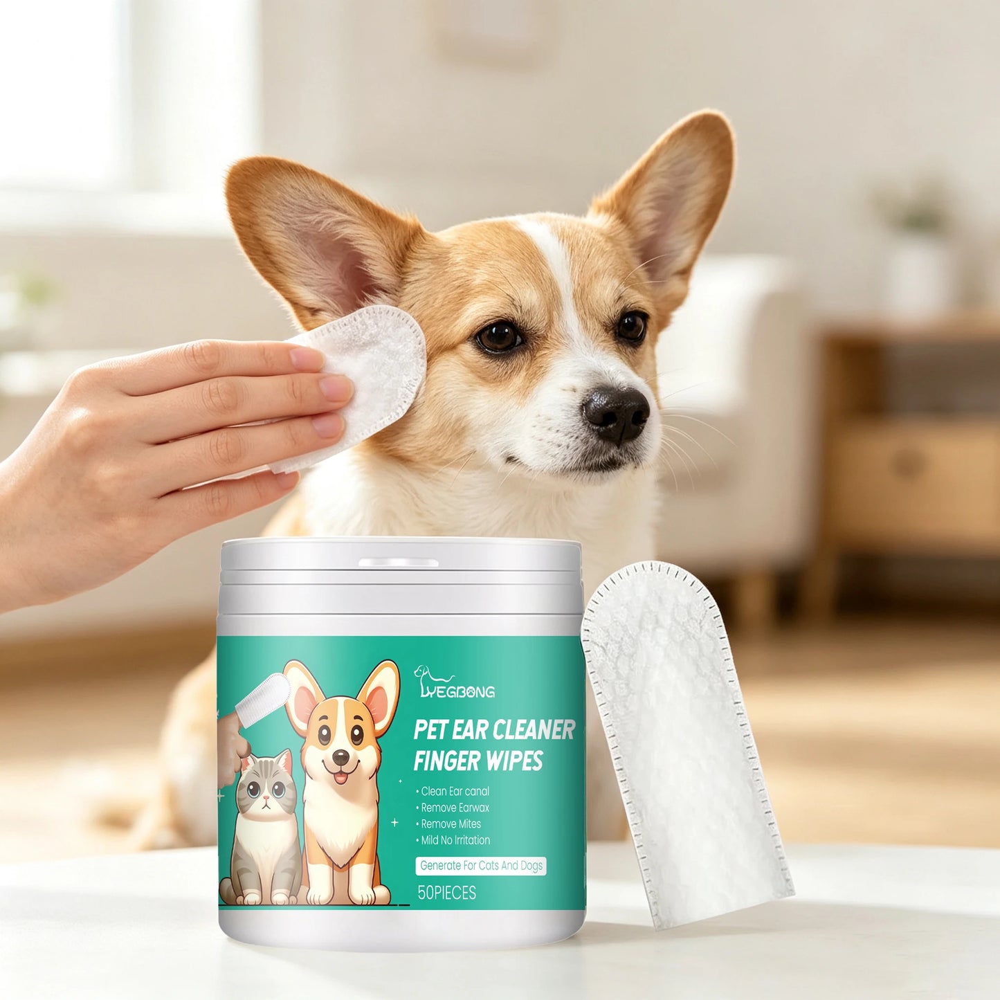 YEGBONG Pet Ear Cleaning Finger Wipes for Dogs and Cats