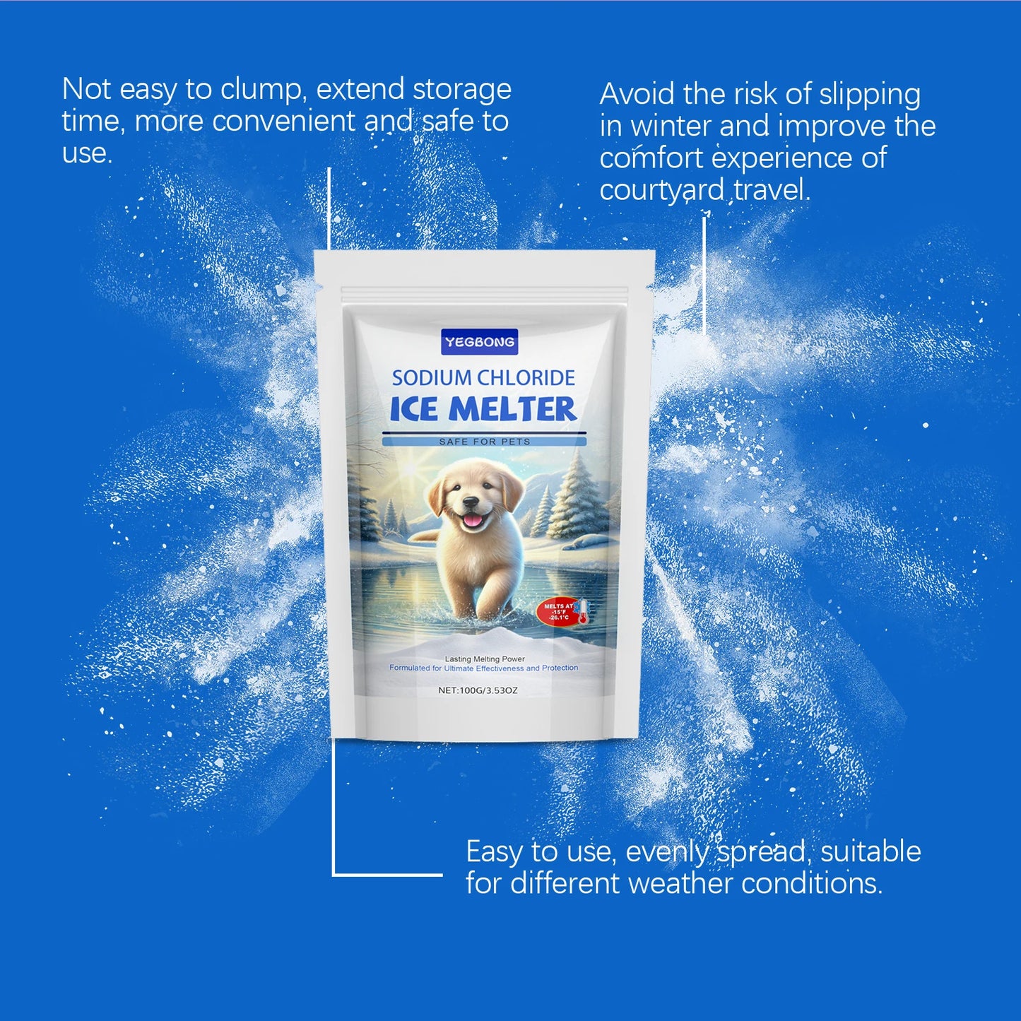 YEGBONG Safe Pet Ice Melter Powder For NonToxic Deicing