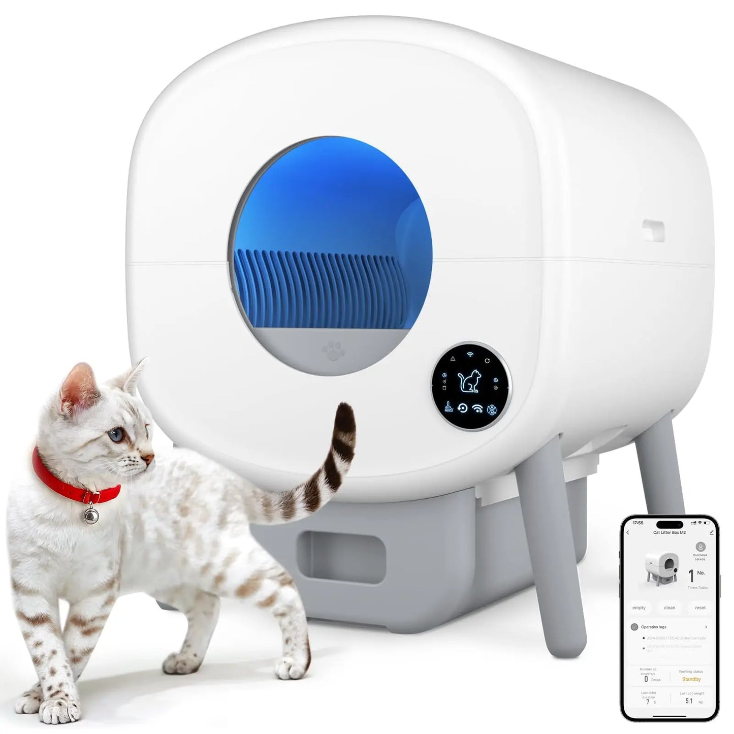 Smart Self Cleaning Automatic Cat Litter Box With App Control