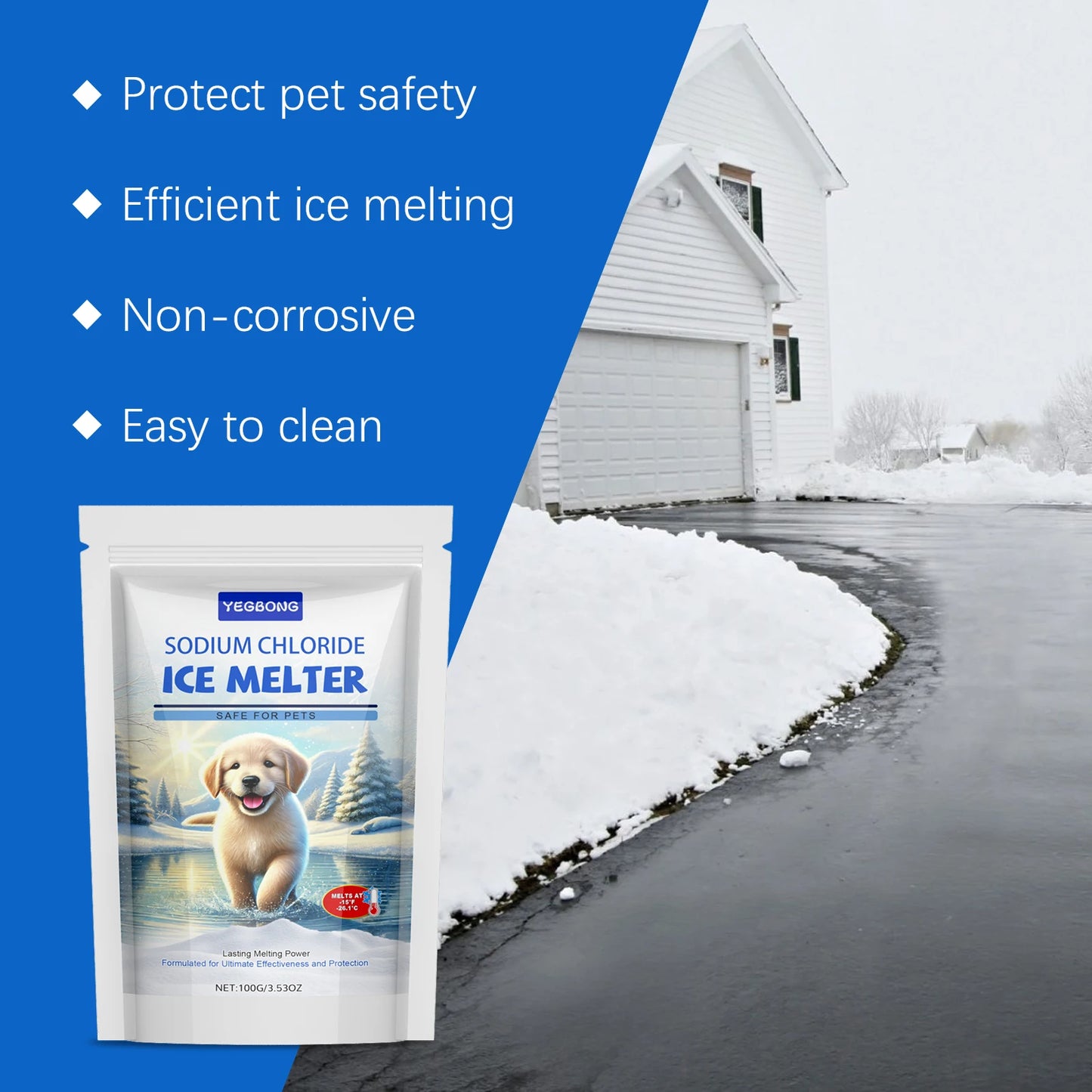 YEGBONG Safe Pet Ice Melter Powder For NonToxic Deicing