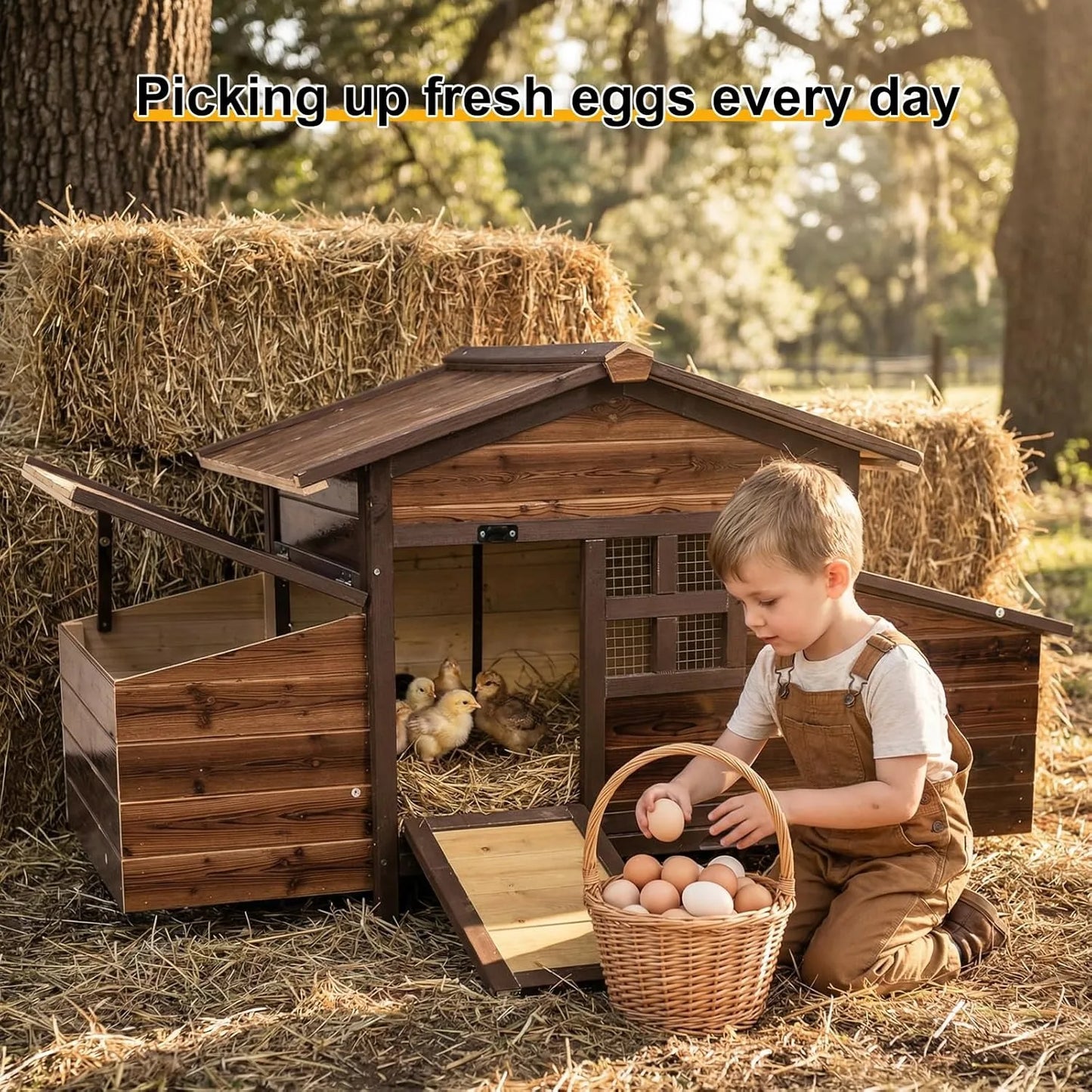 Chicken Coop With Nesting Boxes Outdoor Hen House Enclosure