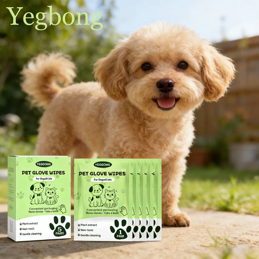 YEGBONG Pet No Rinse Cleaning Gloves For Hair Odor Control