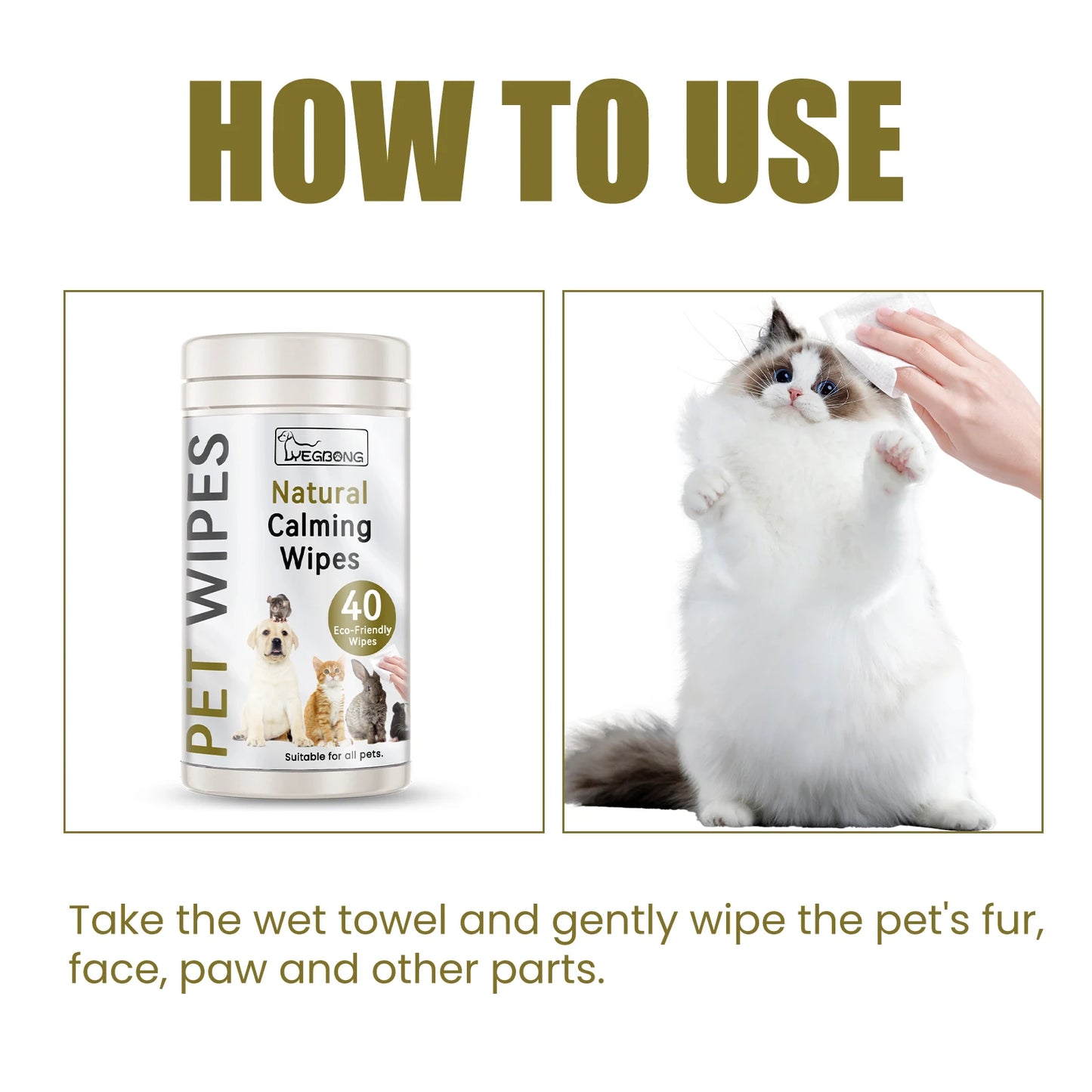 YEGBONG Pet Cleaning Wet Wipes For Ear Care And Grooming