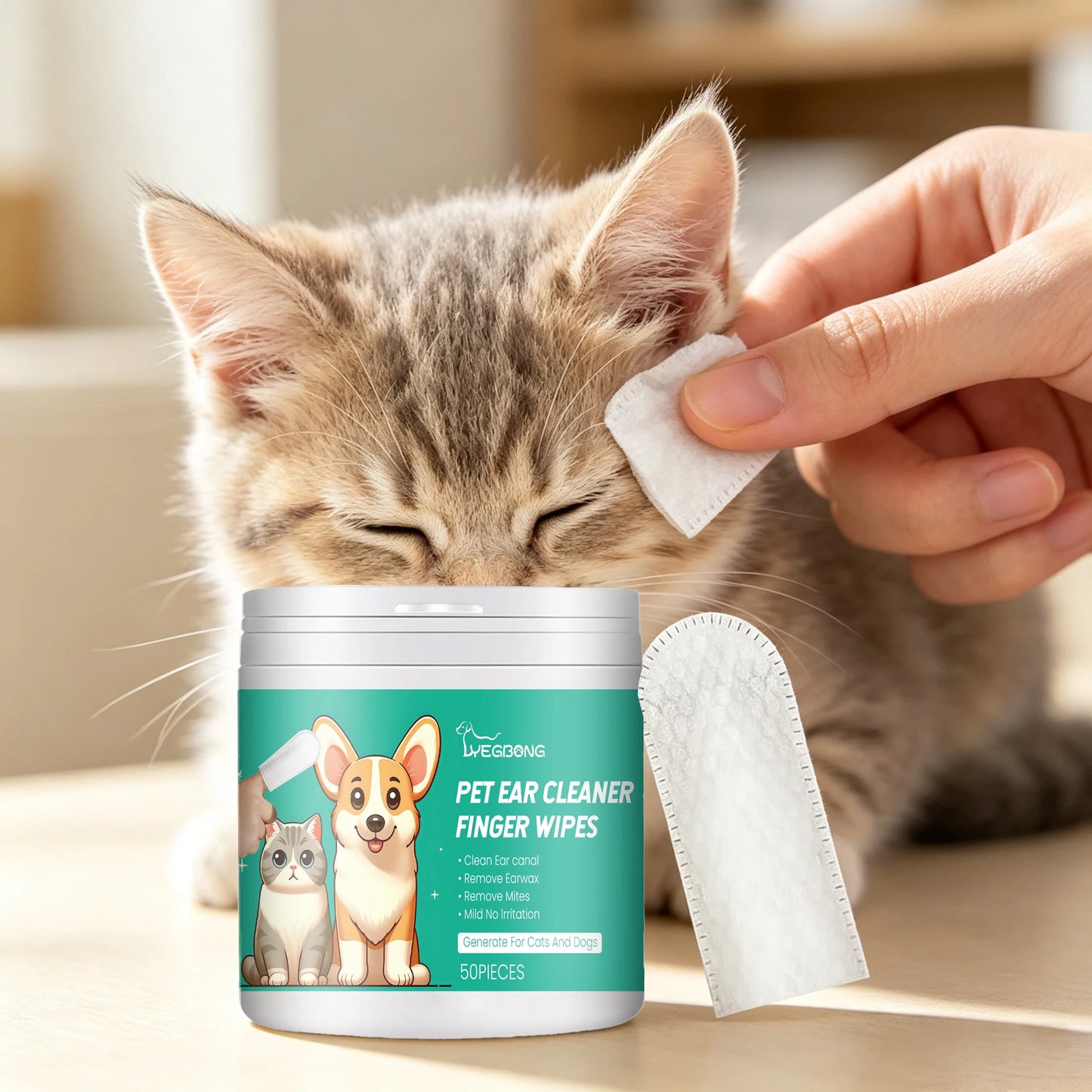 YEGBONG Pet Ear Cleaning Finger Wipes for Dogs and Cats