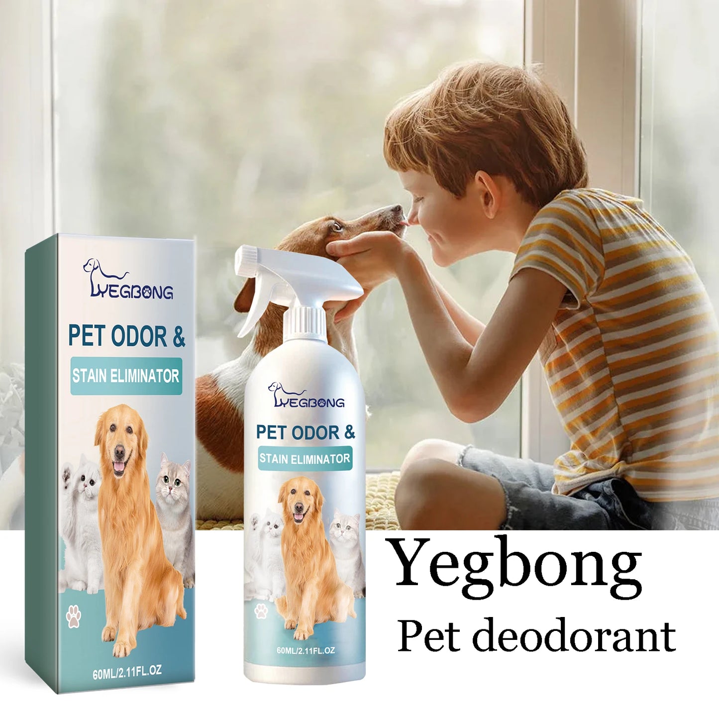 YEGBONG Pet Deodorant Spray Natural Odor Remover Mist