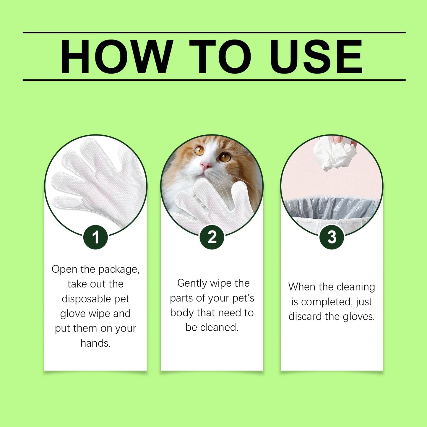 YEGBONG Pet No Rinse Cleaning Gloves For Hair Odor Control