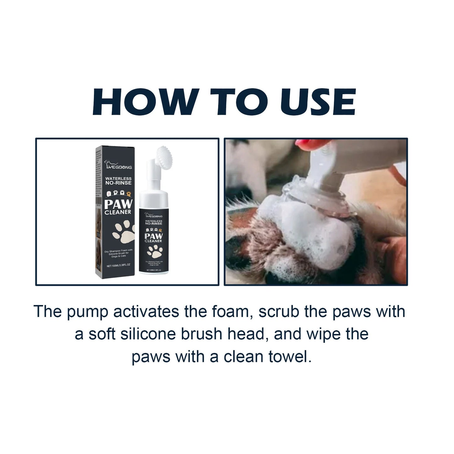 YEGBONG Waterless Pet Paw Cleaner Rich Bubble Formula