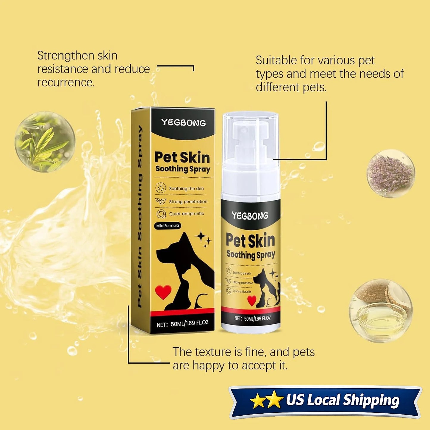 Pet Skin Soothing Spray For Dogs And Cats Natural Relief