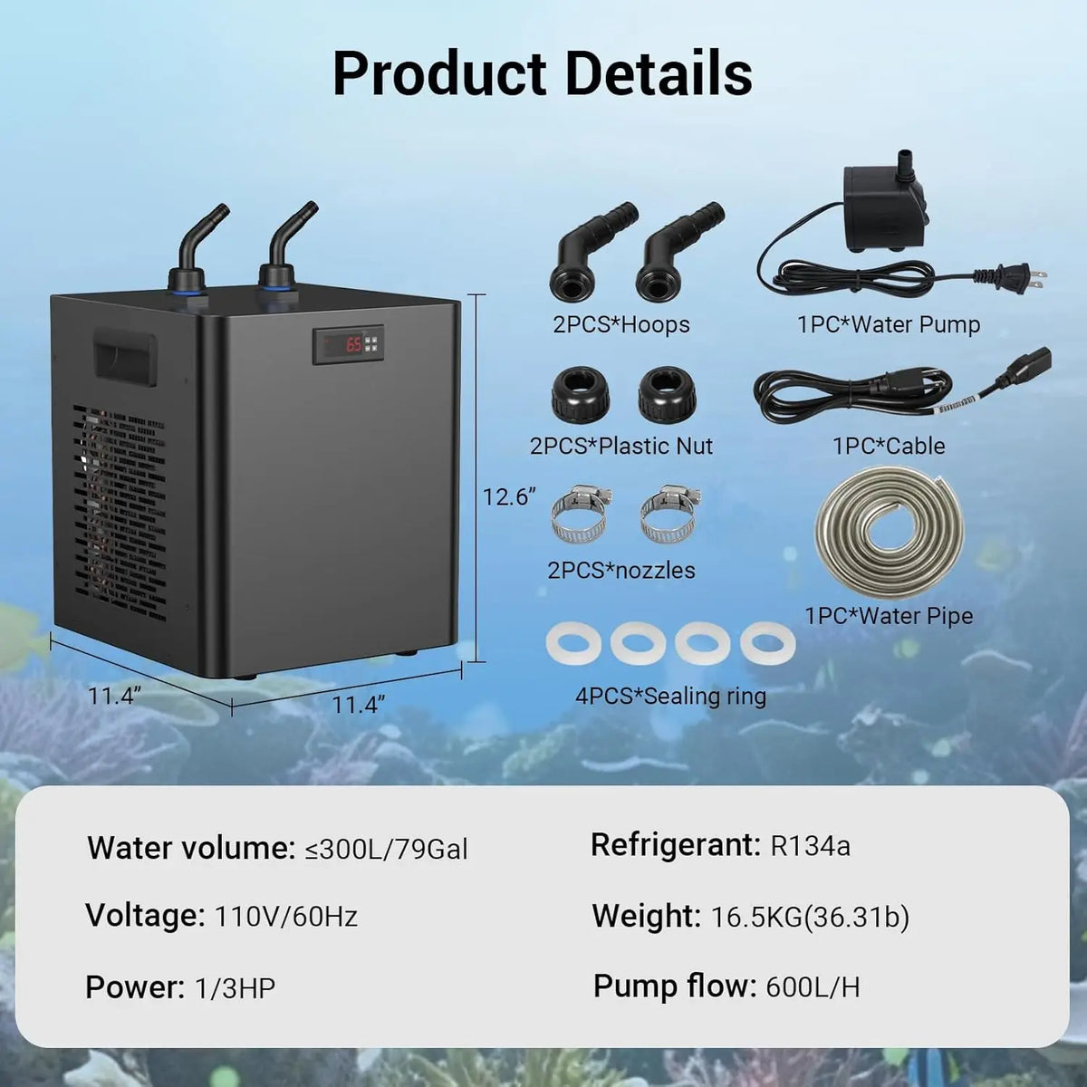 Quiet Aquarium Chiller For Fish Tanks And Hydroponics Cooling