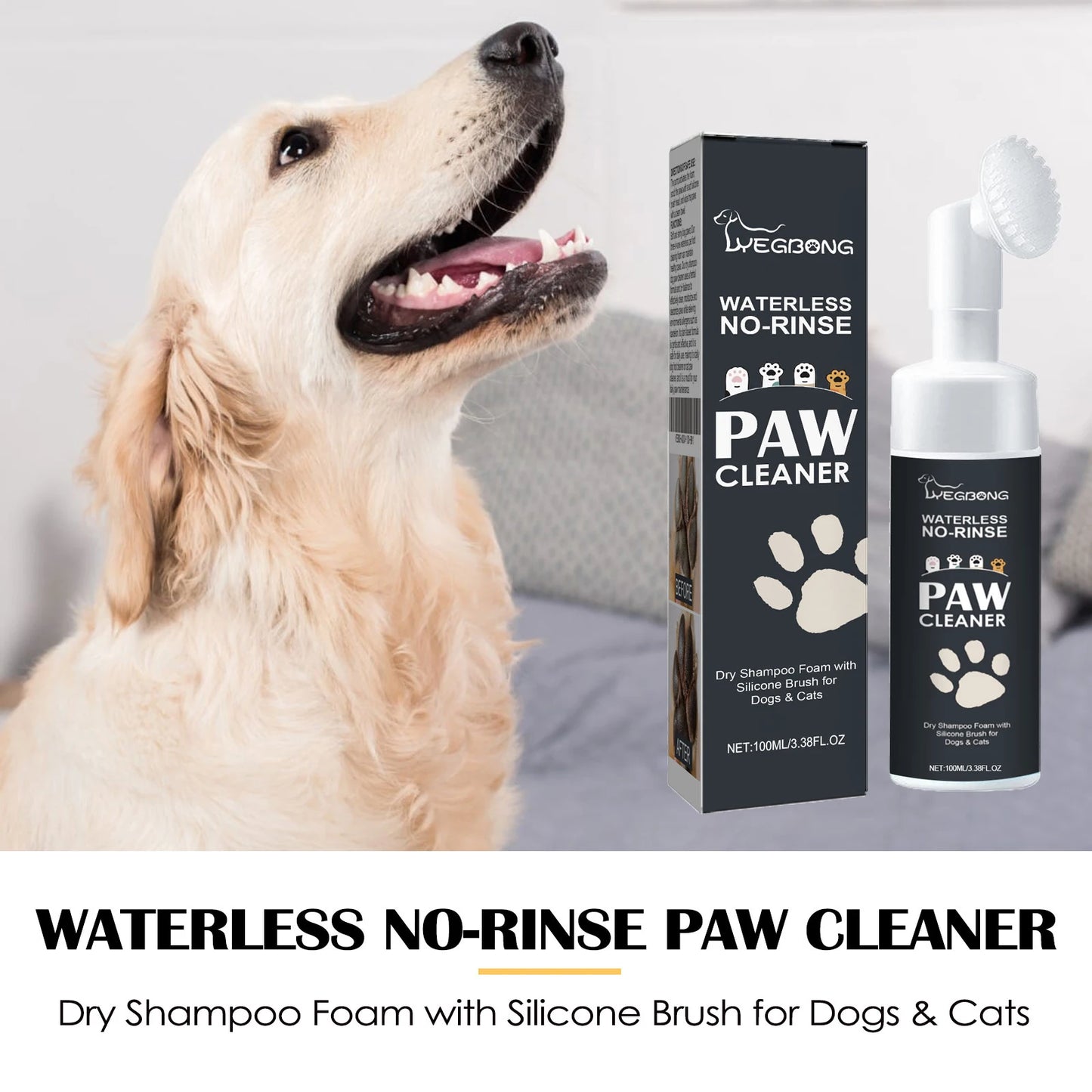 YEGBONG Waterless Pet Paw Cleaner Rich Bubble Formula
