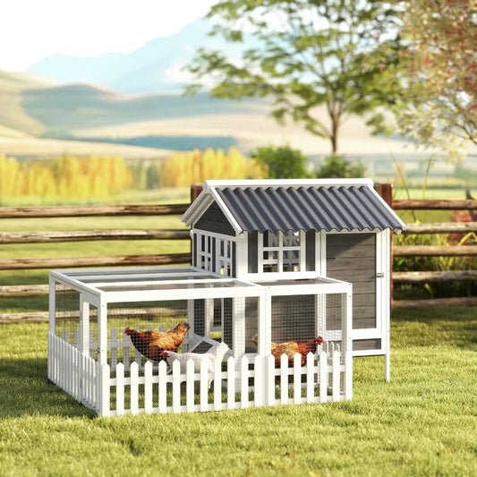 Wooden Chicken Coop With Run For One To Two Chickens