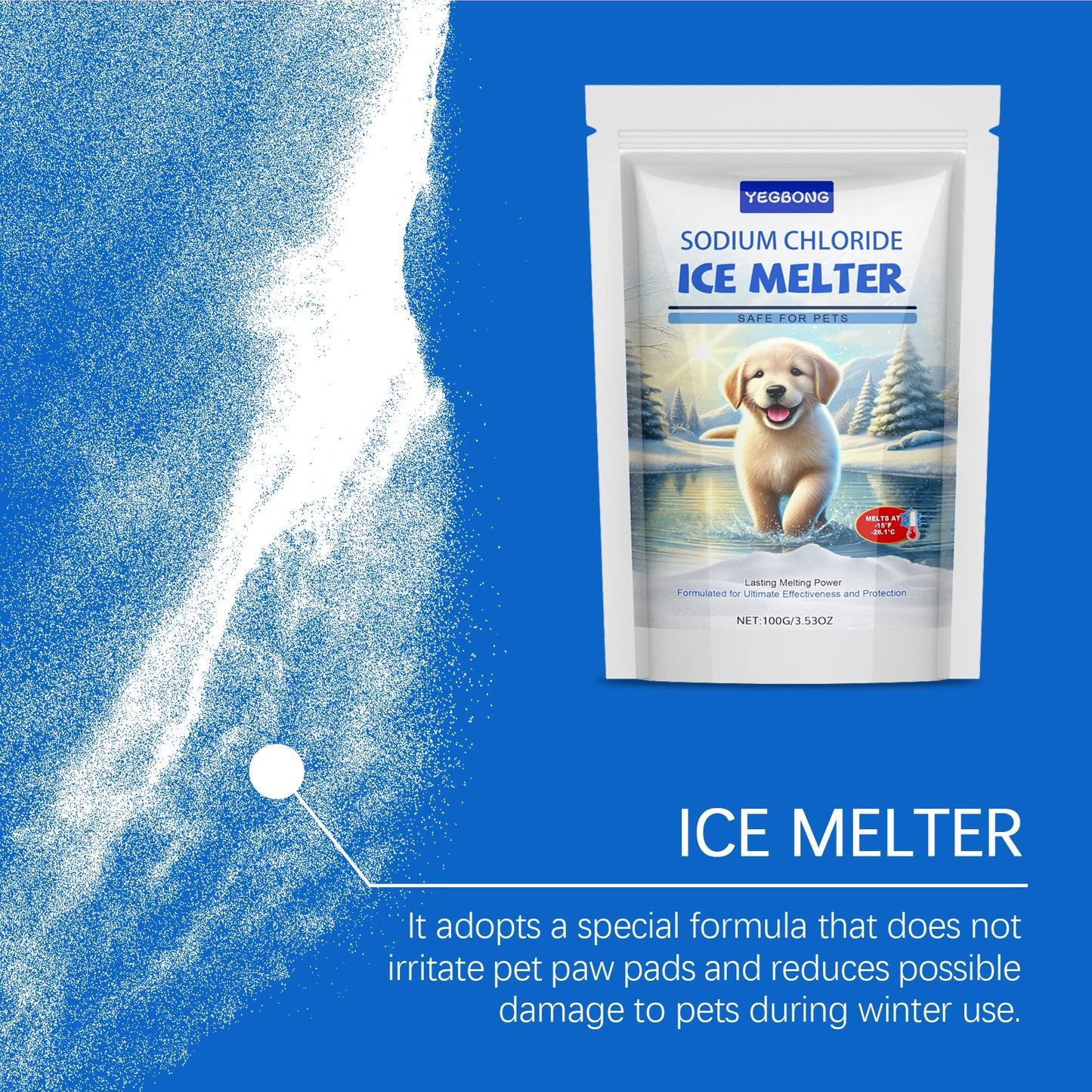 YEGBONG Safe Pet Ice Melter Powder For NonToxic Deicing