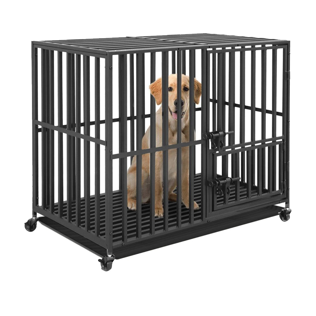 Bingopaw Heavy Duty Metal Dog Crate With Three Locked Doors