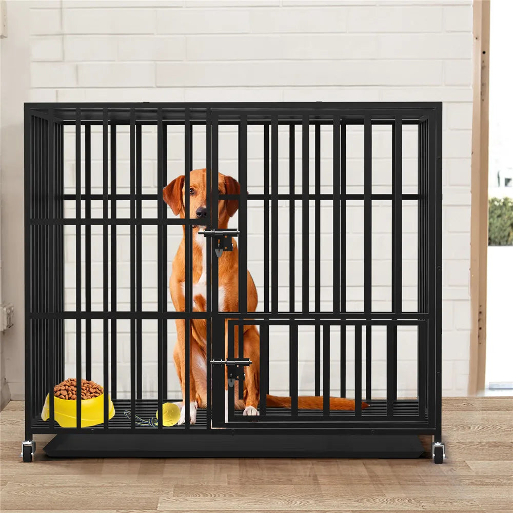 Bingopaw Heavy Duty Metal Dog Crate With Three Locked Doors