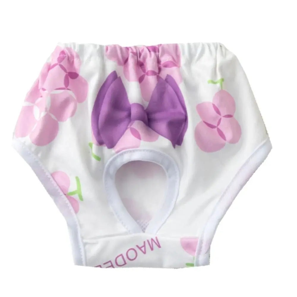 Washable Cartoon Print Dog Diaper Pants Leakproof Breathable