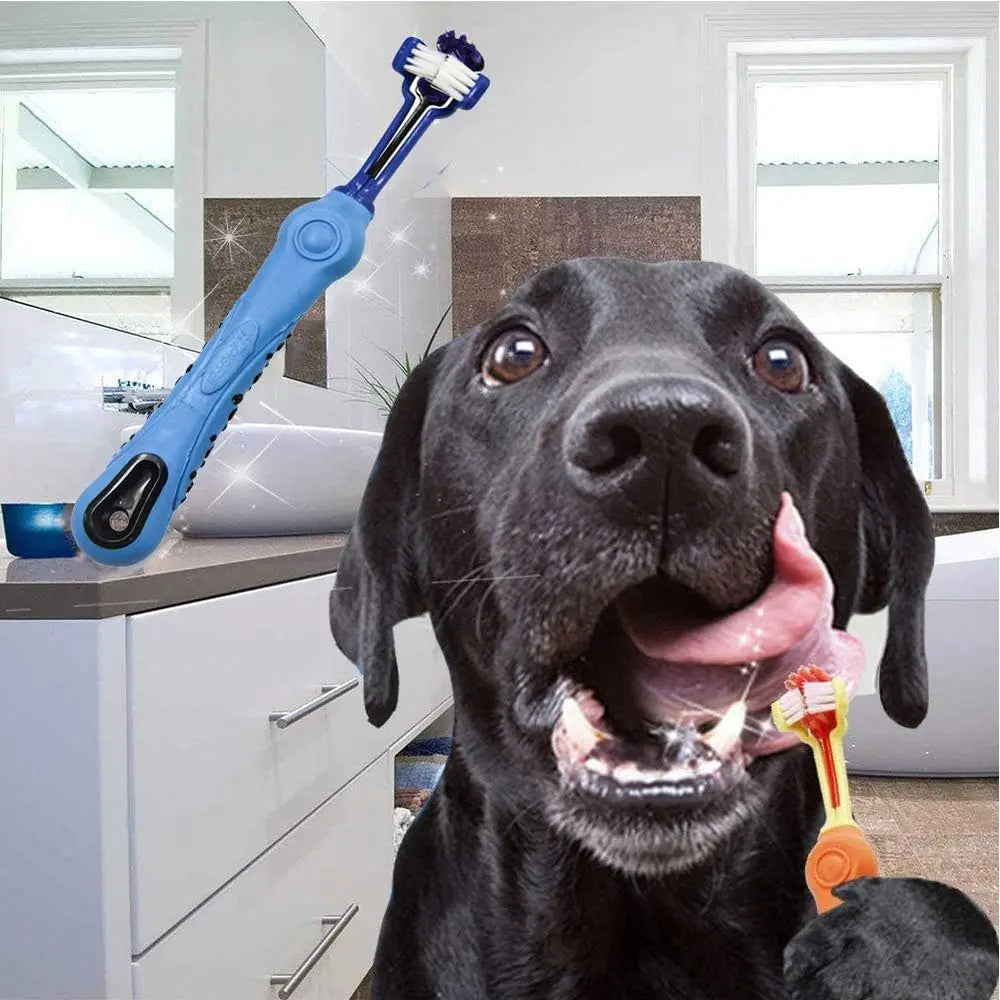 Three Sided Dog Toothbrush For Pet Dental Care Tartar Removal