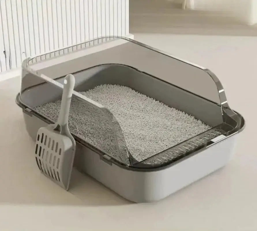 Semi-Enclosed Cat Litter Box Splashproof Kitten Toilet Tray Indoor Use
