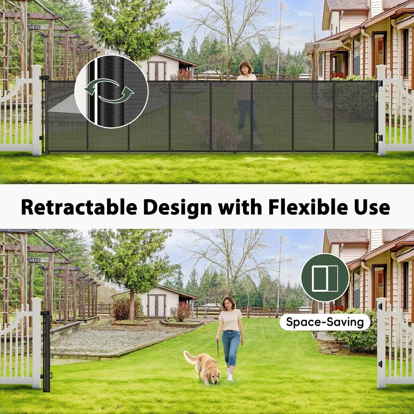 Retractable Pet Gate For Indoor Outdoor Use Versatile