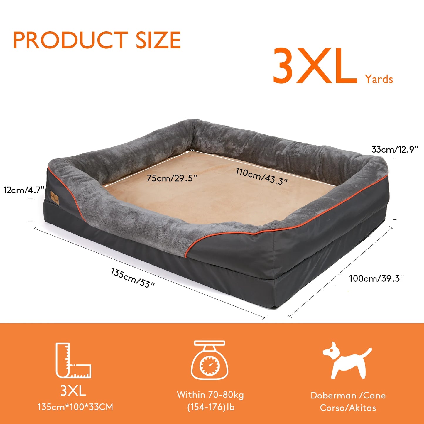BINGOPAW Large Dog Bed Warm Fleece Anti Allergy Removable Cover