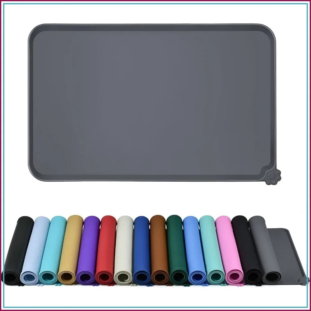 Waterproof Silicone Pet Feeding Mat Non Slip With Raised Edges