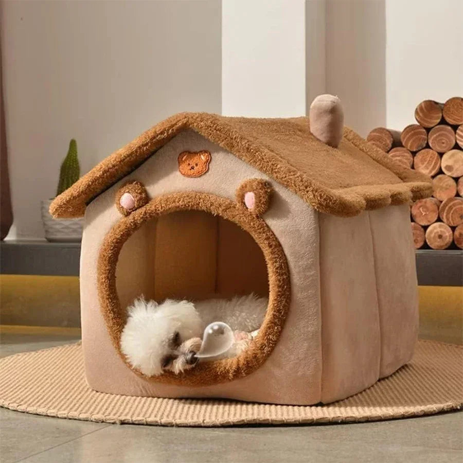 NONECN Foldable Pet House Removable Washable Cat Bed