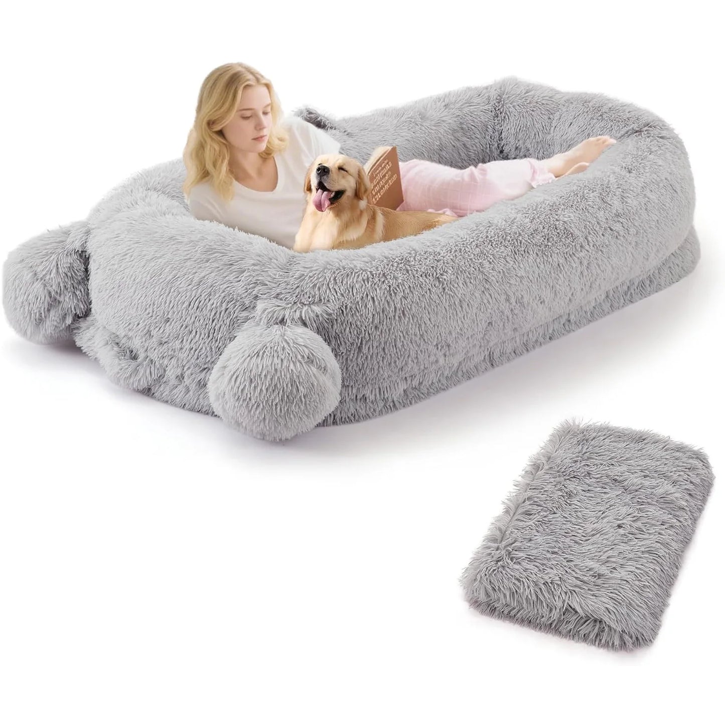 HiMISSCN Dog Bed For Adults With Removable Washable Cover Blanket