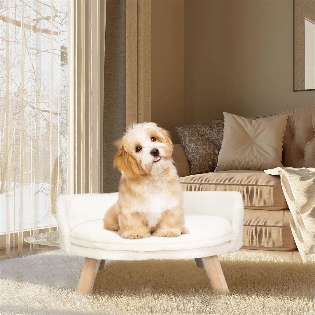 BINGOPAW Luxury Plush Cat Bed Nesting Chair With Wood Legs