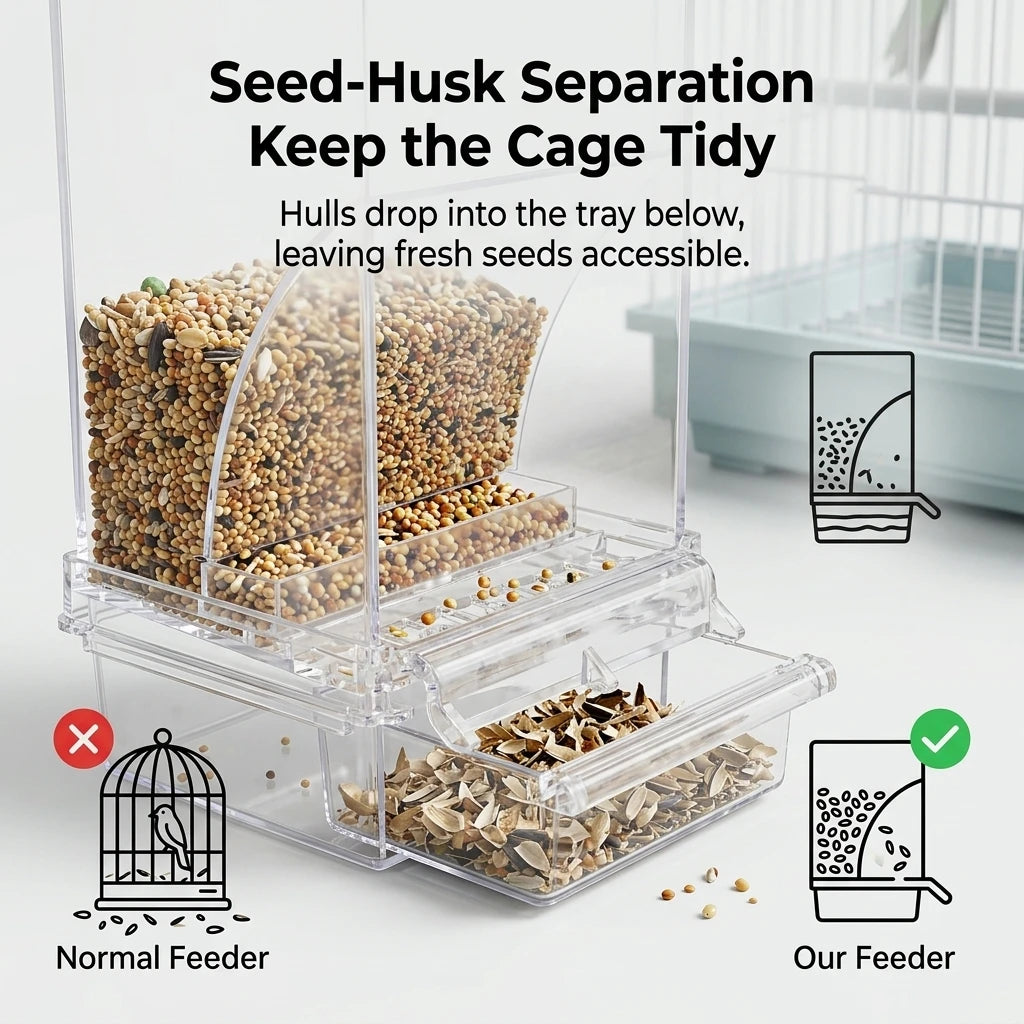 No Mess Automatic Bird Feeder With Clear Acrylic Seed Dispenser