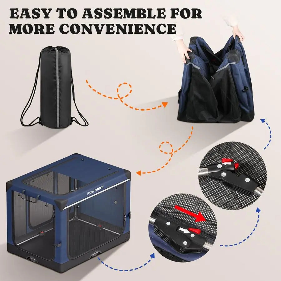 Foldable Soft Sided Dog Crate Travel Kennel With Mat