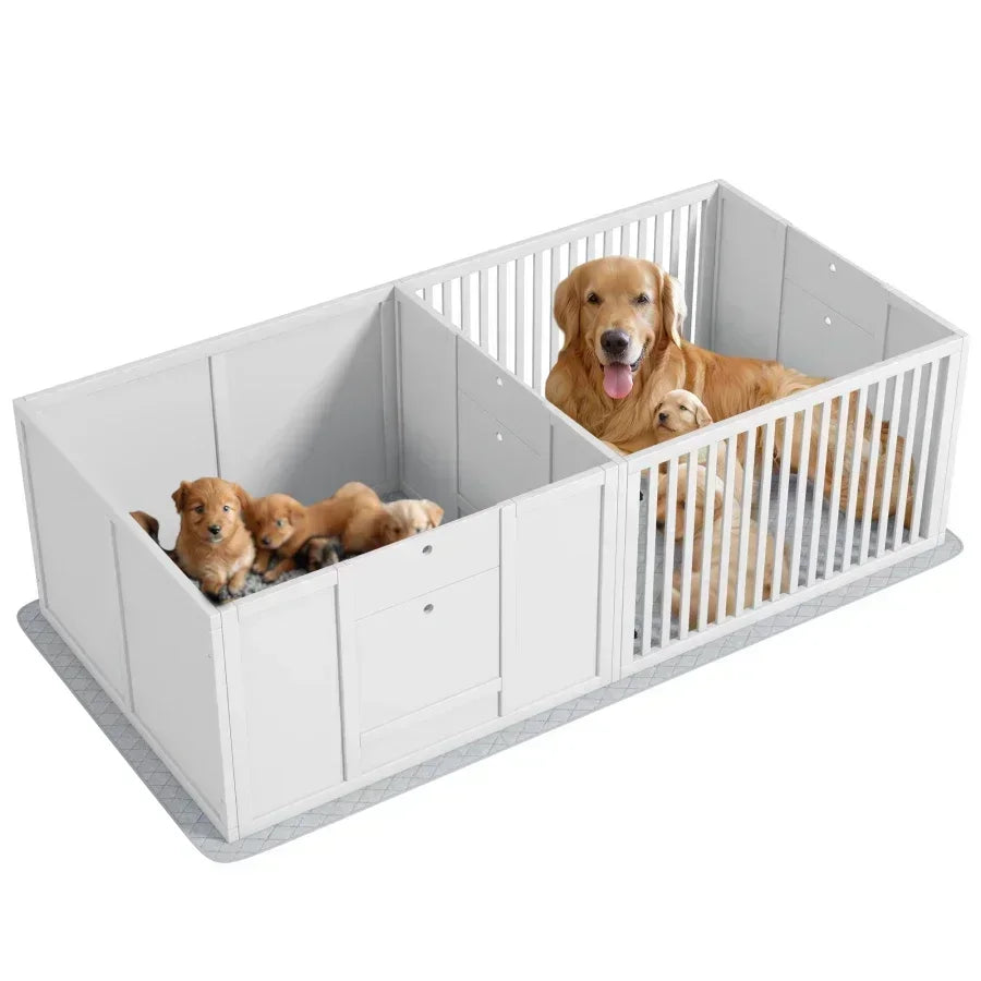 Whelping Box For Dogs Waterproof Pad And Adjustable Door