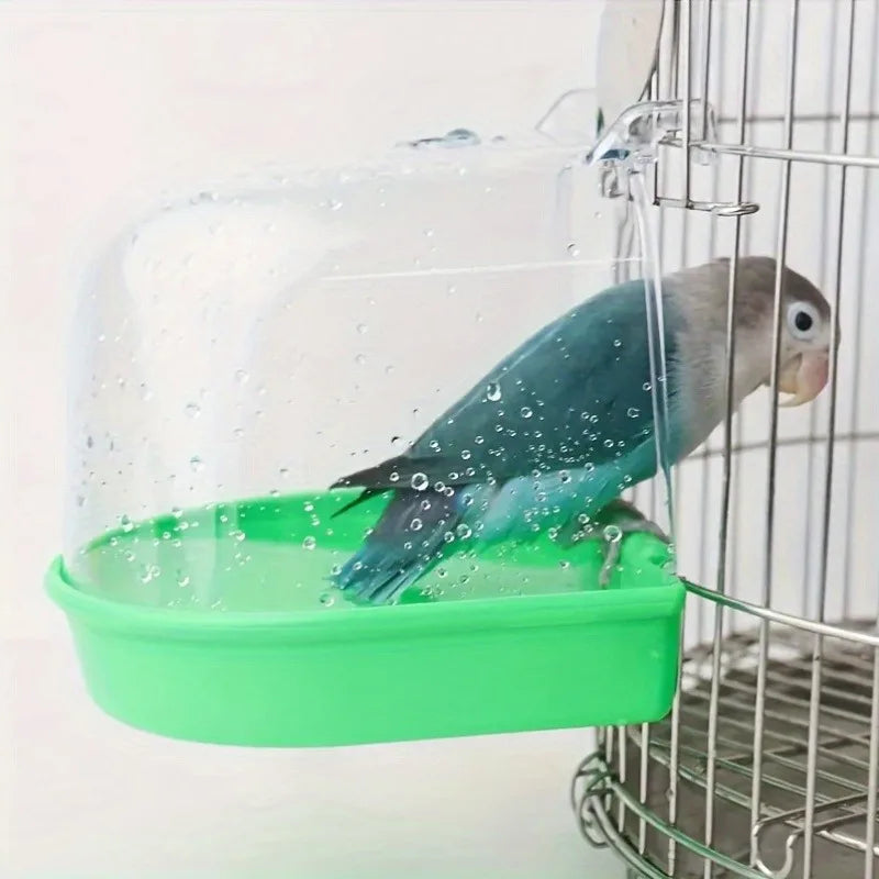 Transparent Bird Bath Tub With Easy Grip Handle Splash Proof