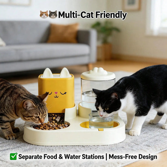 2 In 1 Automatic Gravity Pet Food And Water Dispenser For Cats And Small Dogs