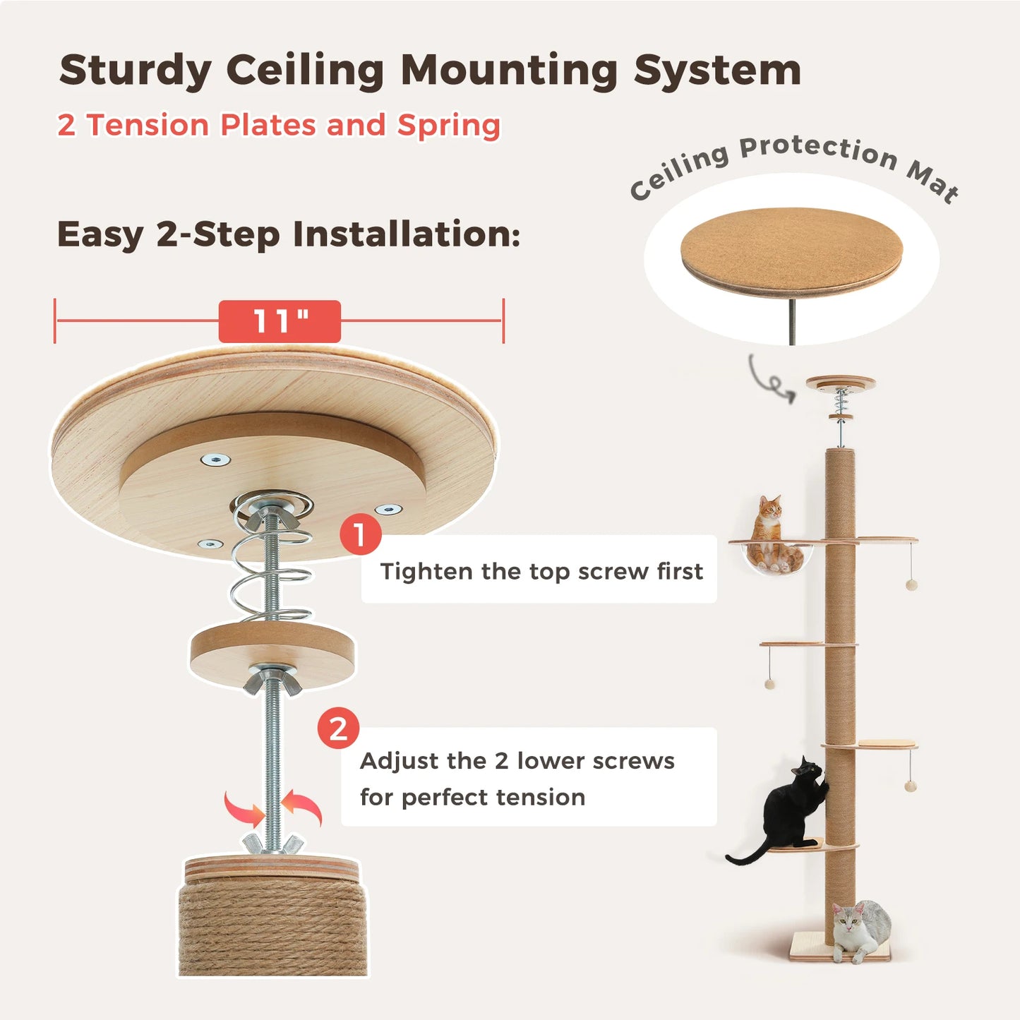 PAWZ Road Adjustable Wooden Cat Tree For Indoor Cats