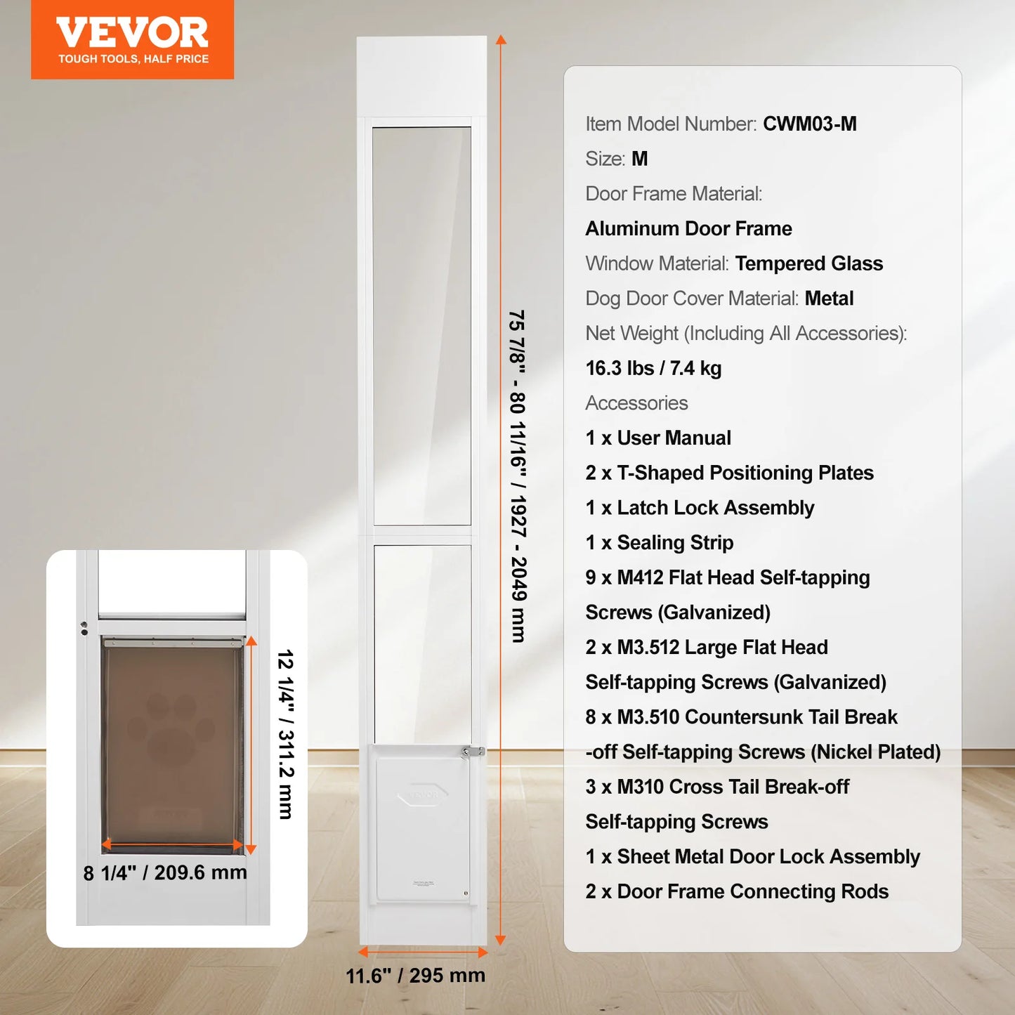 Dog Door For Sliding Glass Door With Adjustable Height Frame