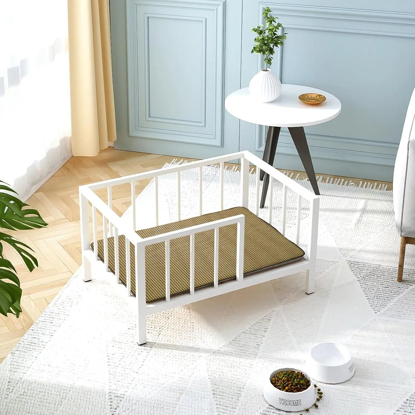 Elevated Dog Bed With Rails Metal Frame Washable Mat