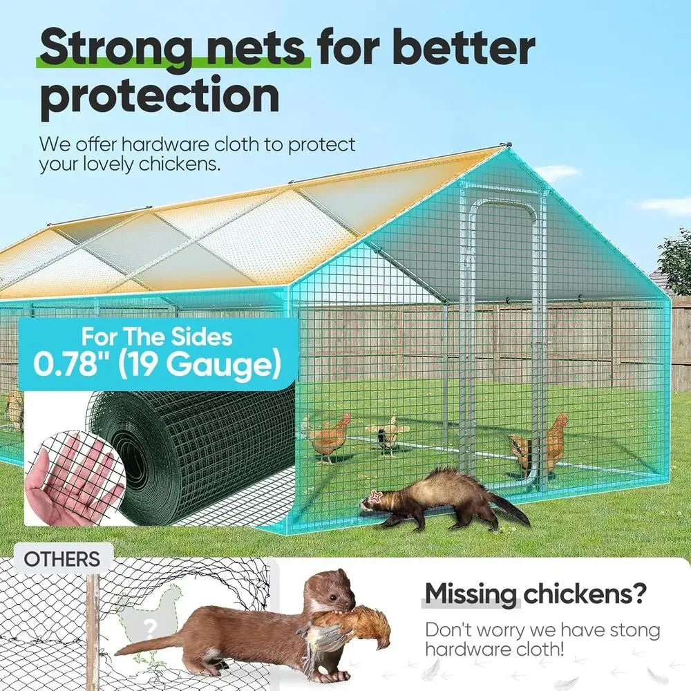 Walk-In Galvanized Chicken Coop With Waterproof Roof