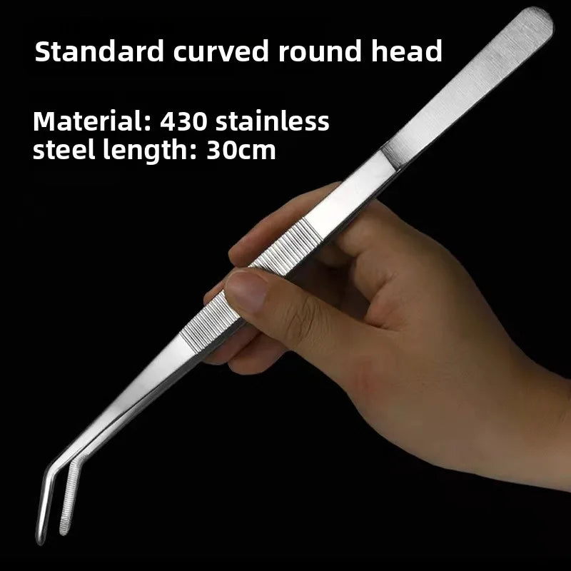 Stainless Steel Bent Tip Tweezers For Crafts And Reptile Handling