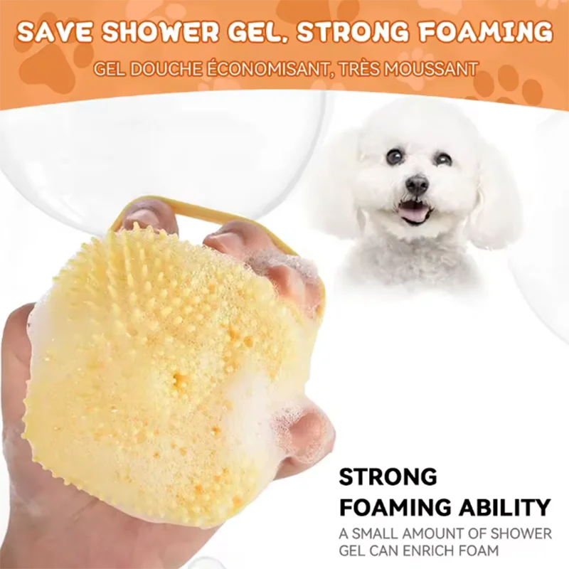 Bath Massage Brush For Pets Silicone Safety Grooming Tool For Dogs And Cats