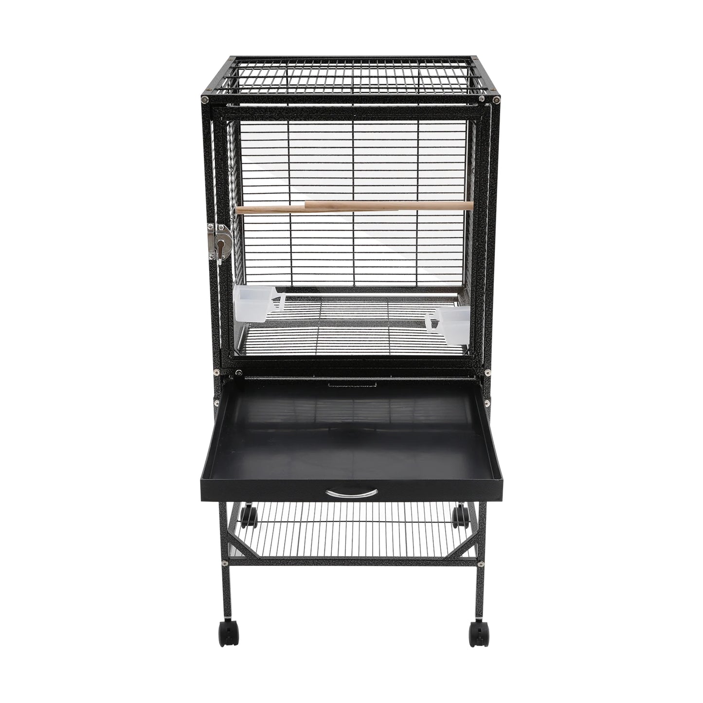 Wrought Iron Bird Flight Cage With Rolling Stand For Parrots