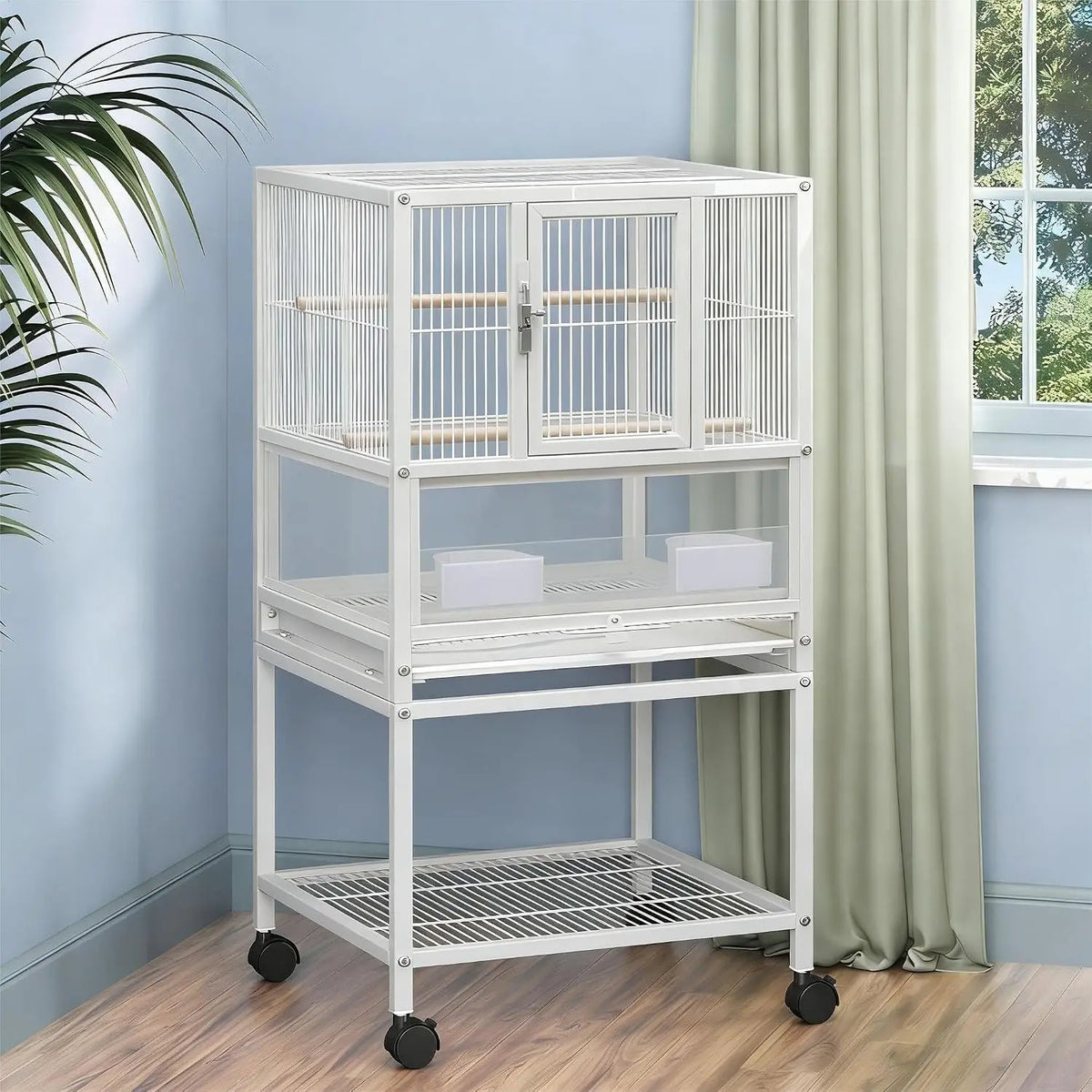Garvee Three In One Wrought Iron Bird Cage With Wheels