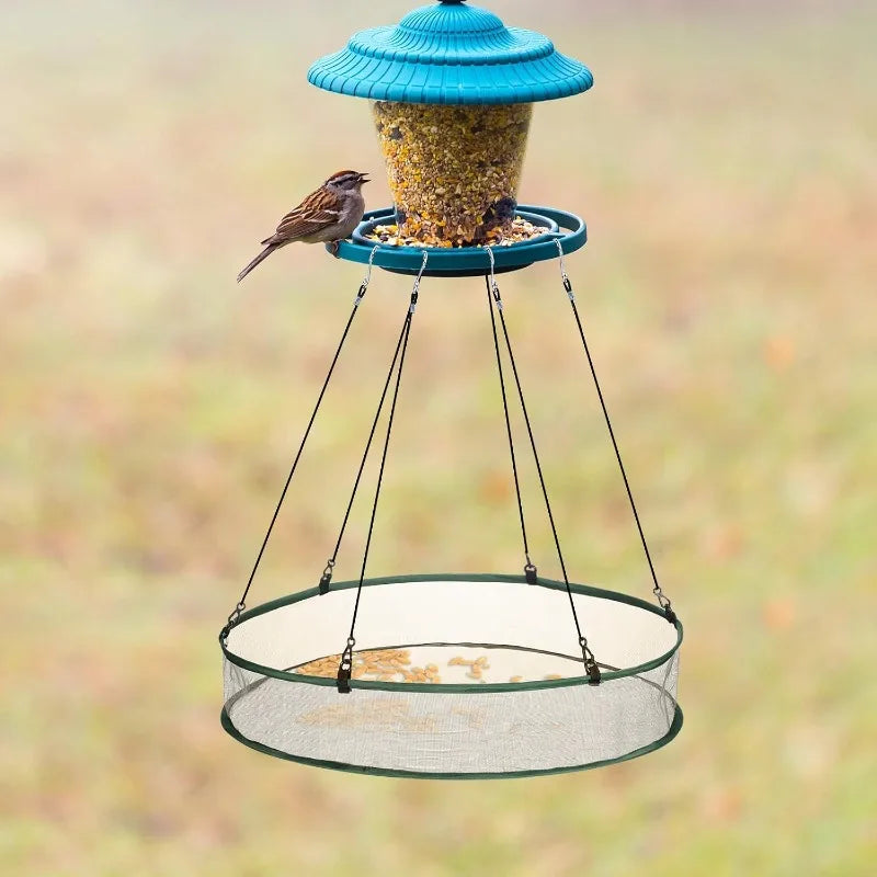 Folding Mesh Bird Trap Tray for Outdoor Feeding and Hanging