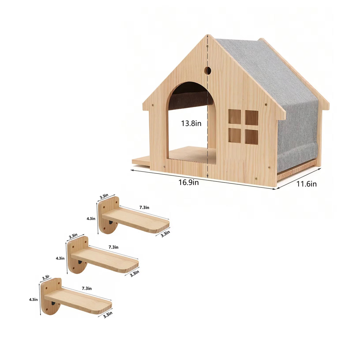 CWV Wooden Wall Mounted Cat Condo And Climbing Shelf