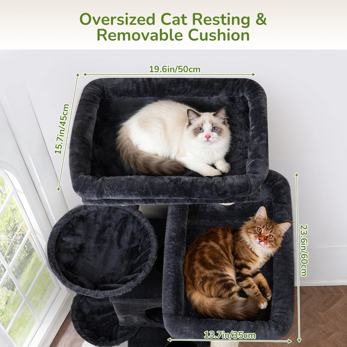 GLOBLAZER Cat Tree Condo With Hammocks And Sisal Scratching Posts