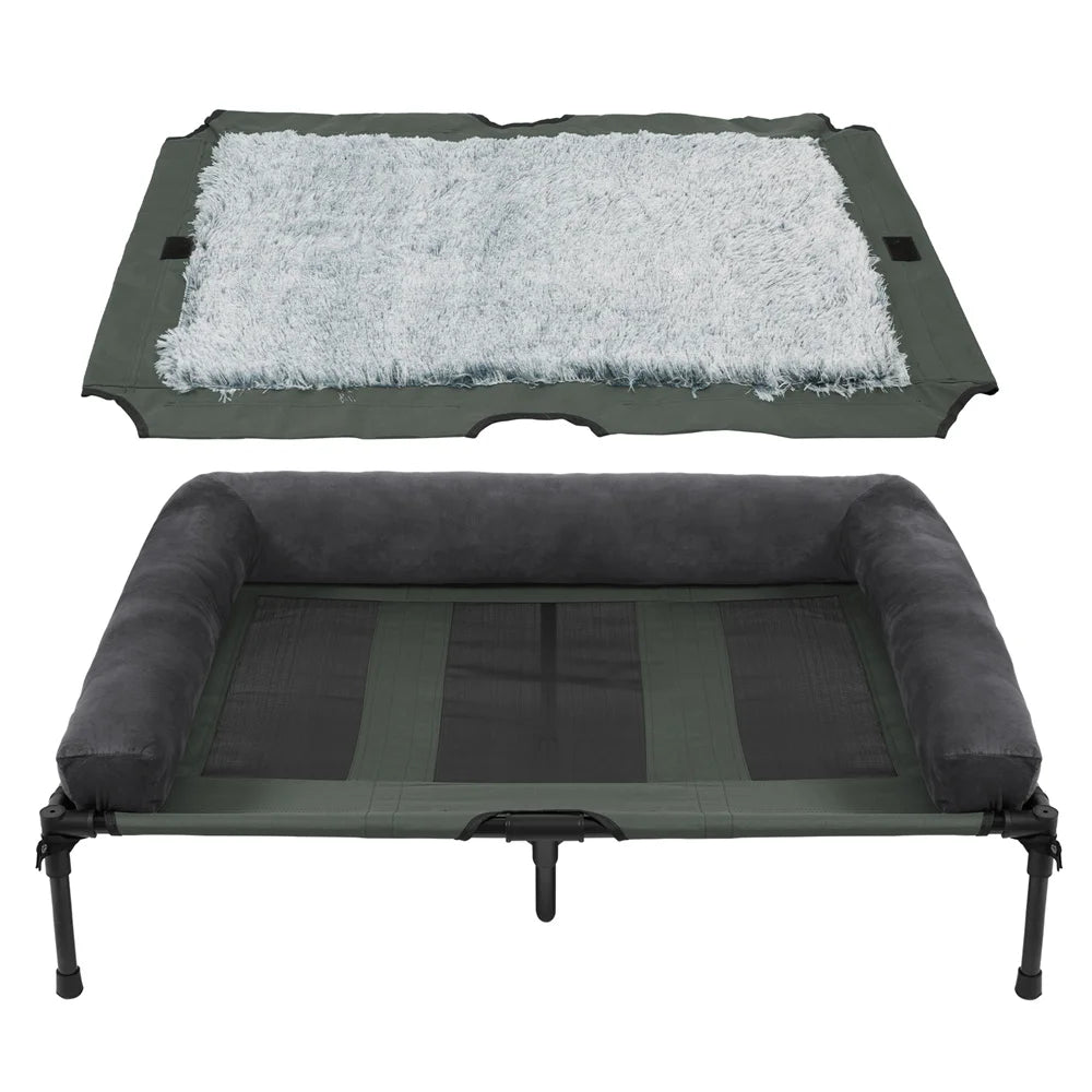 BORWART CN Outdoor Raised Dog Bed With Cooling Breathable Soft Plush Mat