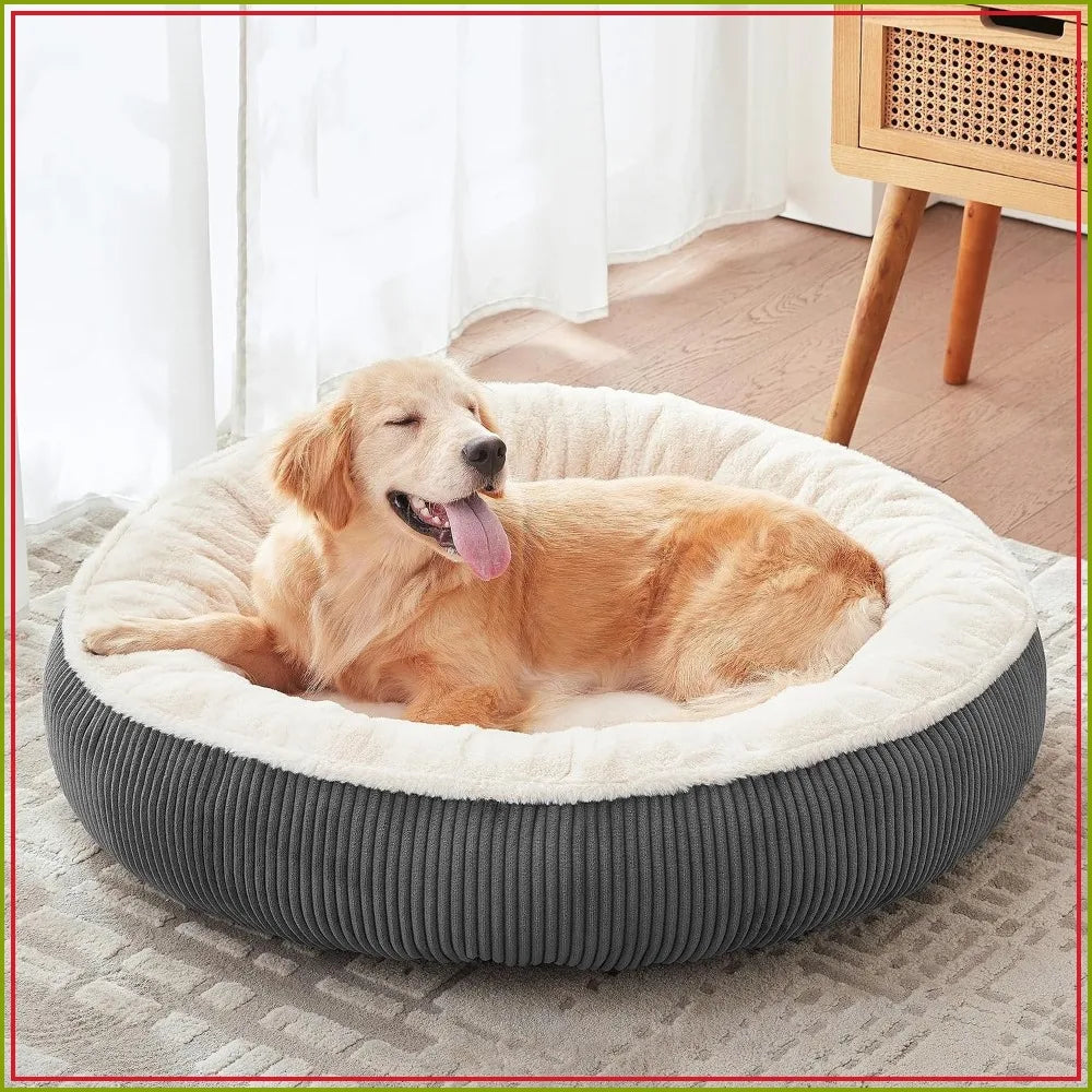 Donut Dog Bed Calming Round Pet Bed With Washable Cover